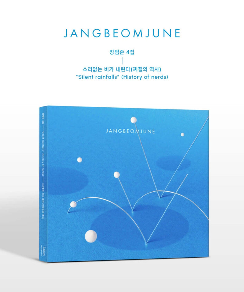 JANG BEOMJUNE - Album Kpop, jaquette bleue avec schéma lumineux; produit JANG BEOMJUNE sur fond blanc, concept pop.