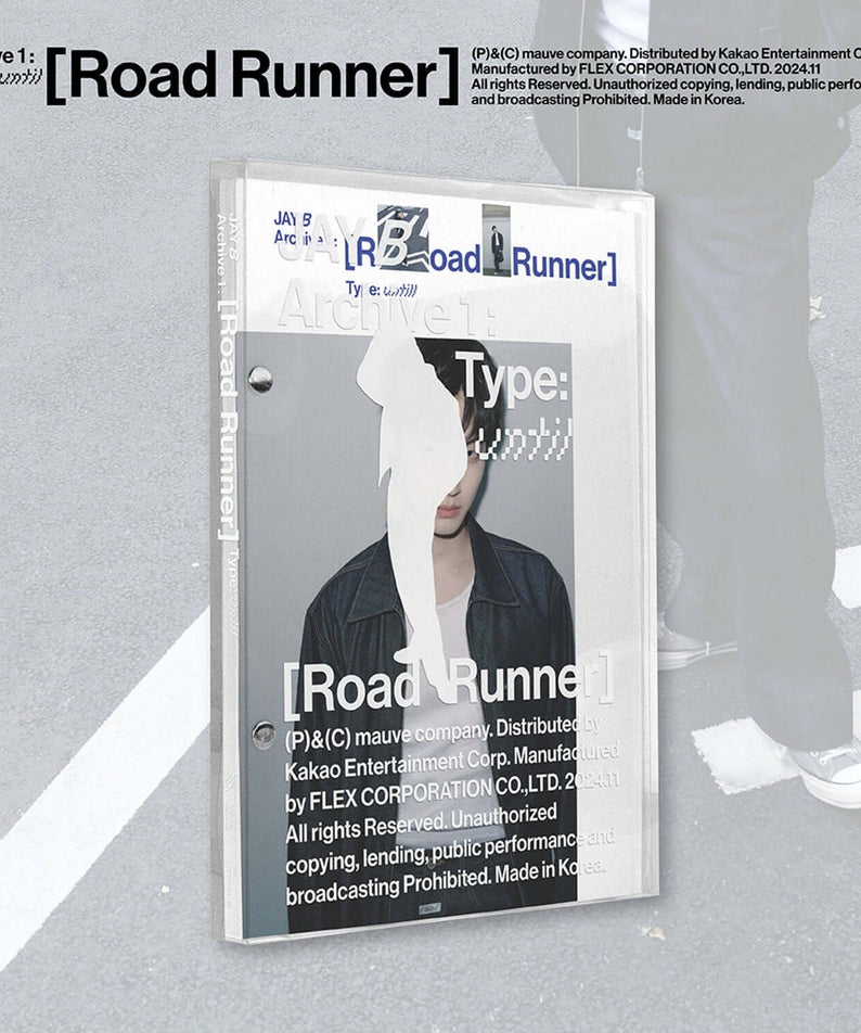 JAY B - 1st Album Archive 1: [Road Runner] (TYPE : until) - Album Kpop, pochette sur fond gris avec style visuel JAY B.