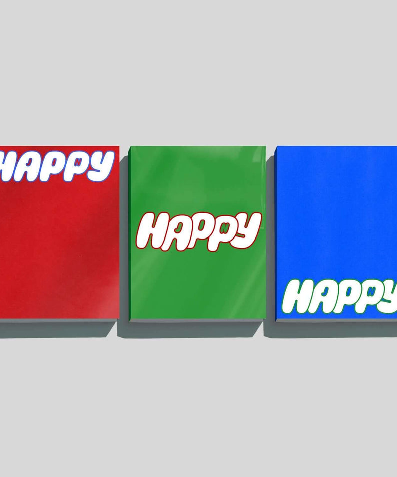 JIN (BTS) - [Happy] (Set of 3) - Album Kpop : coffret de 3 versions Happy, couvertures rouges, vertes et bleues.