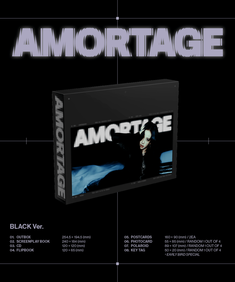 JISOO - Mini Album [AMORTAGE] EXCLUSIVE EDITION (BLACK Ver.) - Album Kpop, visuel noir avec coffret “AMORTAGE”