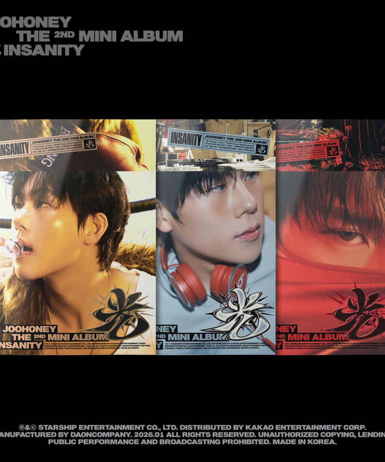 JOOHEON - THE 2ND MINI ALBUM 光 (INSANITY) ( VER. / VER. / IN RED VER. ) (Random 1 of 3) - Album Kpop, visuels.