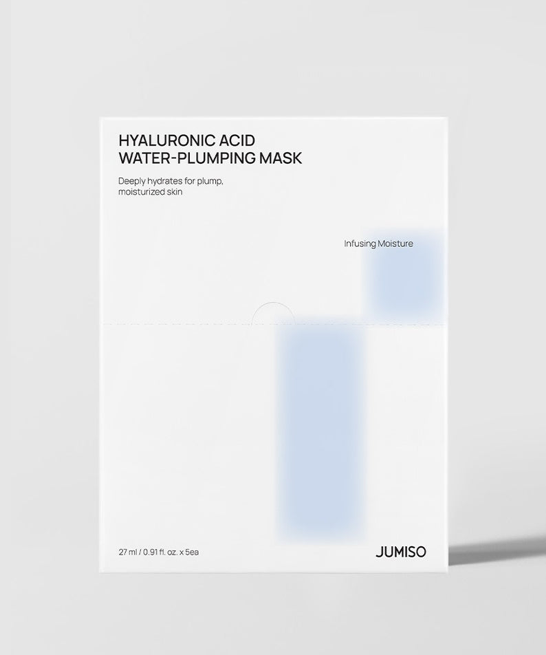 Masque hydratant JUMISO Hyaluronic Acid Water Plumping Moisture Mask pour une peau repulpée et hydratée.