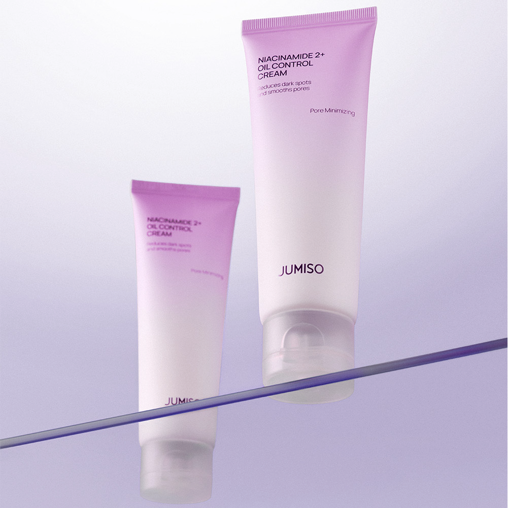 JUMISO  Niacinamide 2 Plus Oil Control Cream 80ml, tubes crème violets sur fond clair, marque JUMISO.