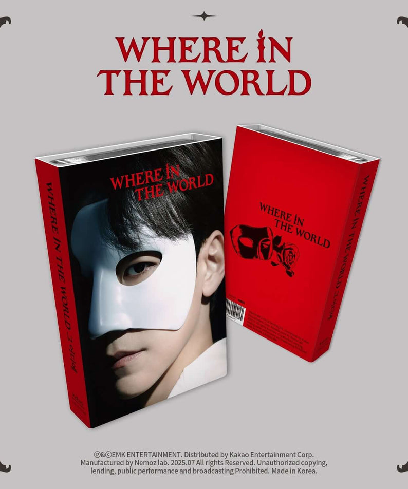 KAI - [ (Where In The World)] (NEMO) (PHANTOM VER.) : album Kpop, visuel de couverture rouge et noir sur fond clair.