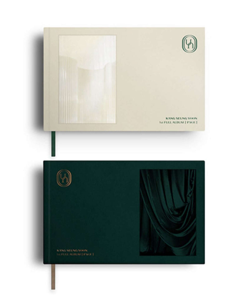 KANG SEUNG YOON - 1st FULL ALBUM [PAGE] - Album Kpop : couvertures crème et vert, visuel élégant, style mature et audacieux.
