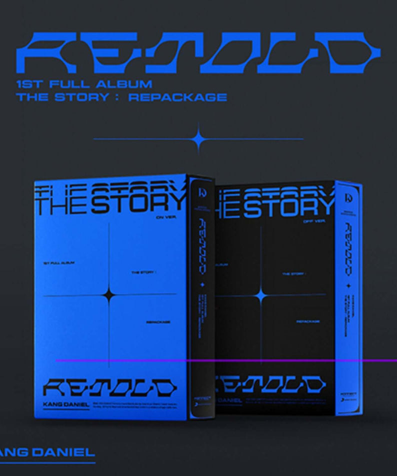 KANGDANIEL - 1ST FULL ALBUM [Repackage : Retold] (2 Random 1) - Album Kpop, coffret complet, visuel packaging bleu sombre