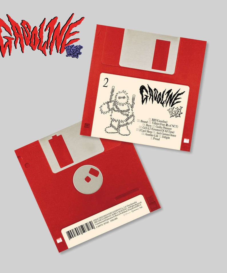 KEY - [Gasoline](Floppy Ver.) - Album Kpop de KEY, visuel packaging rouge et blanc sur fond clair