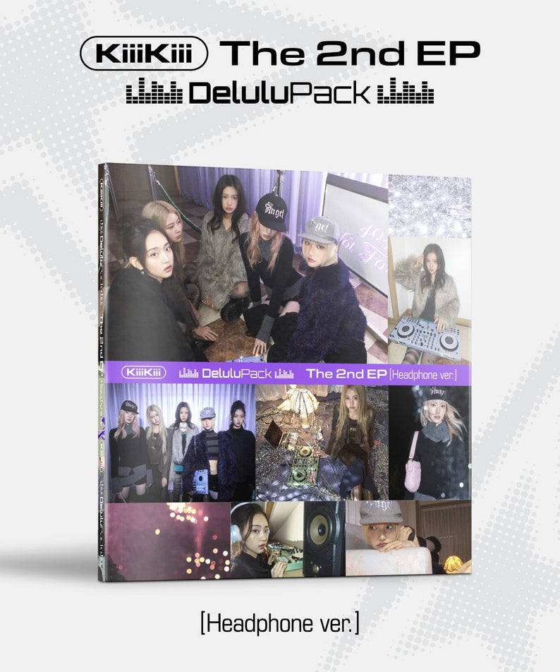 KIIIKIII - The 2nd EP [Delulu Pack] (Headphone. Version) - Album Kpop, visuel boîtier avec photo du groupe KiiKii