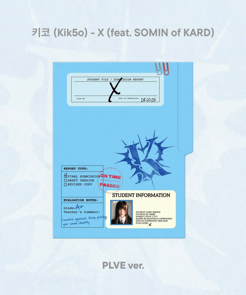 KIK5O - (Kik5o)- X (feat. SOMIN of KARD) (PLVE) - Album Kpop, jaquette bleue PLVE ver sur fond clair