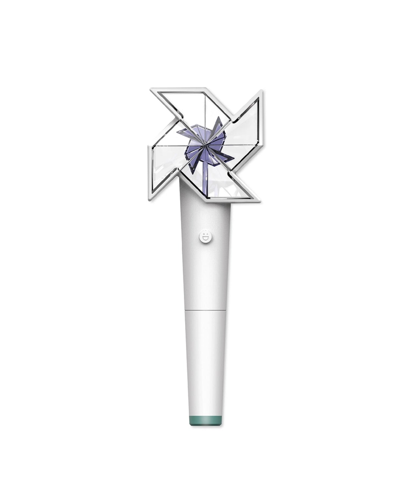 KIM JAEHWAN Official Lighstick, lighstick officiel blanc avec logo étoile et lumière bleue, fond blanc.