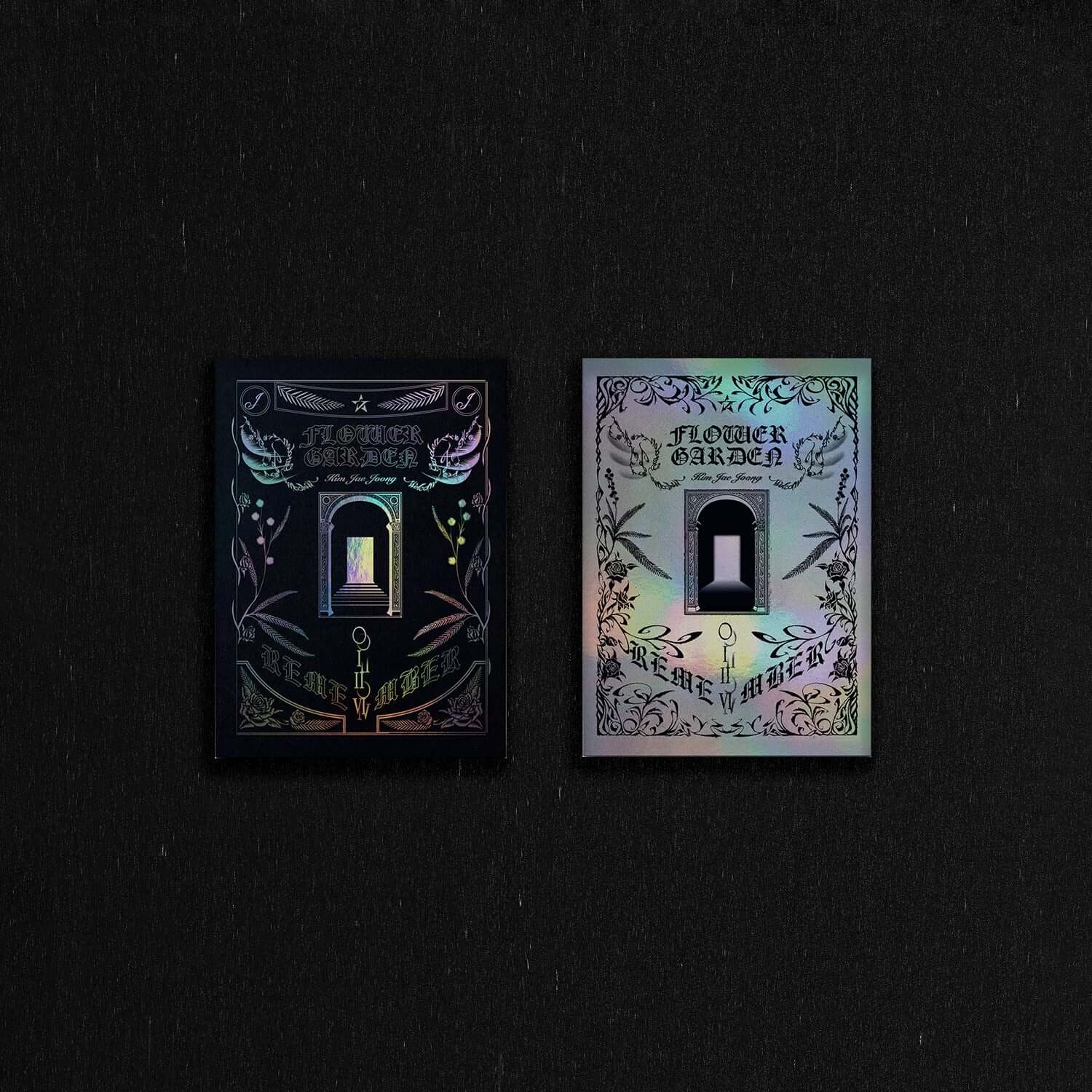 KIM JAEJOONG - [FLOWER GARDEN] (VINTAGE VER., CLASSIC VER.) (Random 1 of 2) - Album Kpop, pochettes fleuries sur fond noir