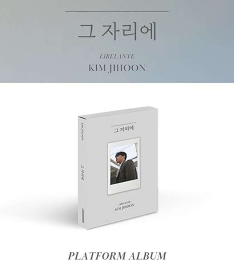 KIM JIHOON - ' ' (Platform Ver.) - Album Kpop : boîte blanche sur fond clair, photo du membre, style minimal.