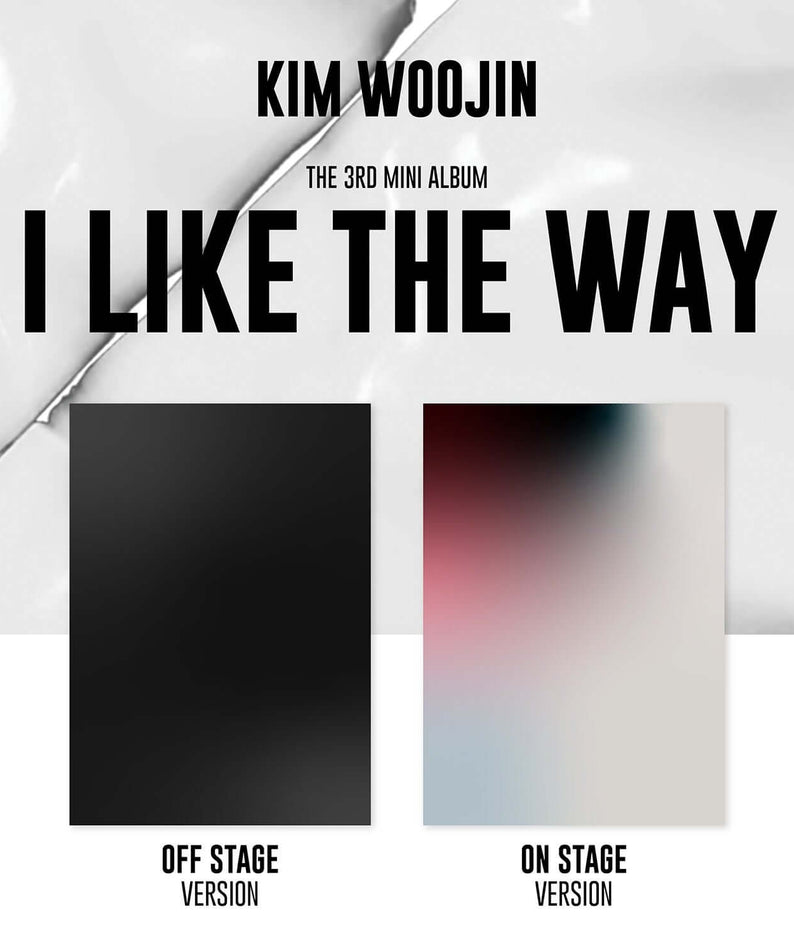 KIM WOOJIN - I LIKE THE WAY (Set of 2) (KIM WOOJIN - I LIKE THE WAY (SET)) : coffret albums Kpop, visuel versions off/on stage.