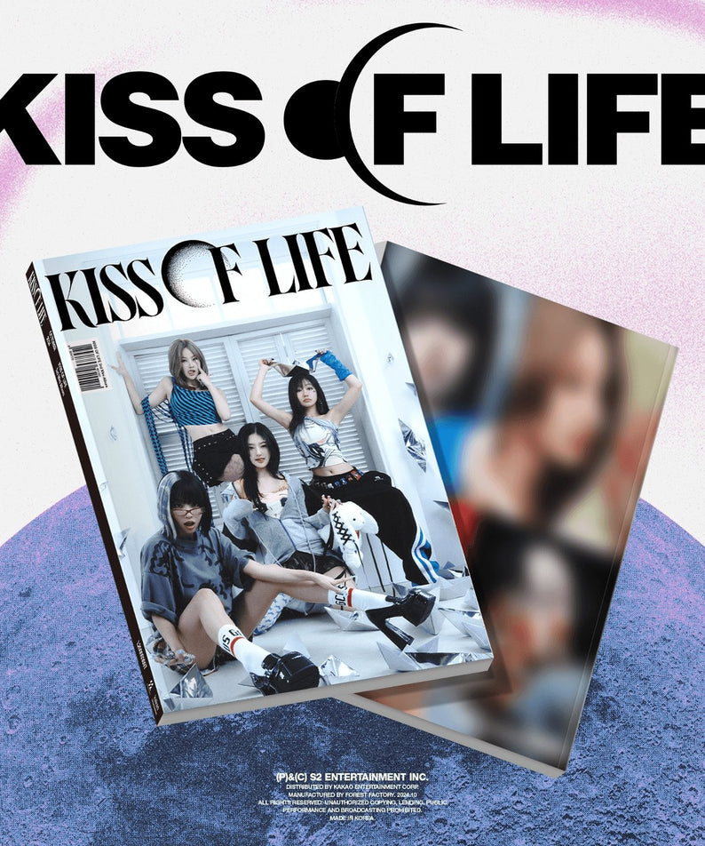 KISS OF LIFE - 3rd Album [Lose Yourself] (Magazine Ver.) - Album Kpop, couverture KISS OF LIFE avec photos du groupe sur fond violet