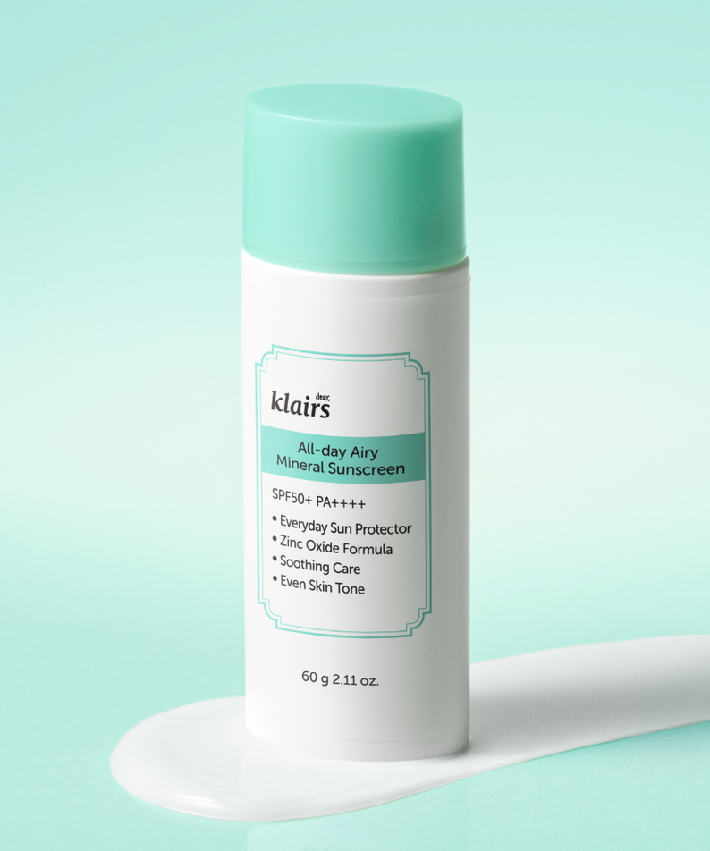 KLAIRS All Day Airy Invisible Tone-Up Sunscreen 60g (SPF50+ PA++++), protection solaire légère et invisible en flacon de 60g.