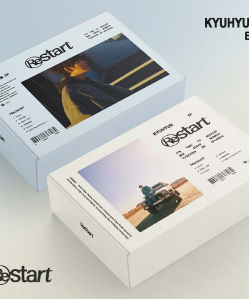 KYUHYUN - EP [Restart] (Set of 2) - Album Kpop : set complet avec deux boîtiers, visuel “Restart” du chanteur KYUHYUN