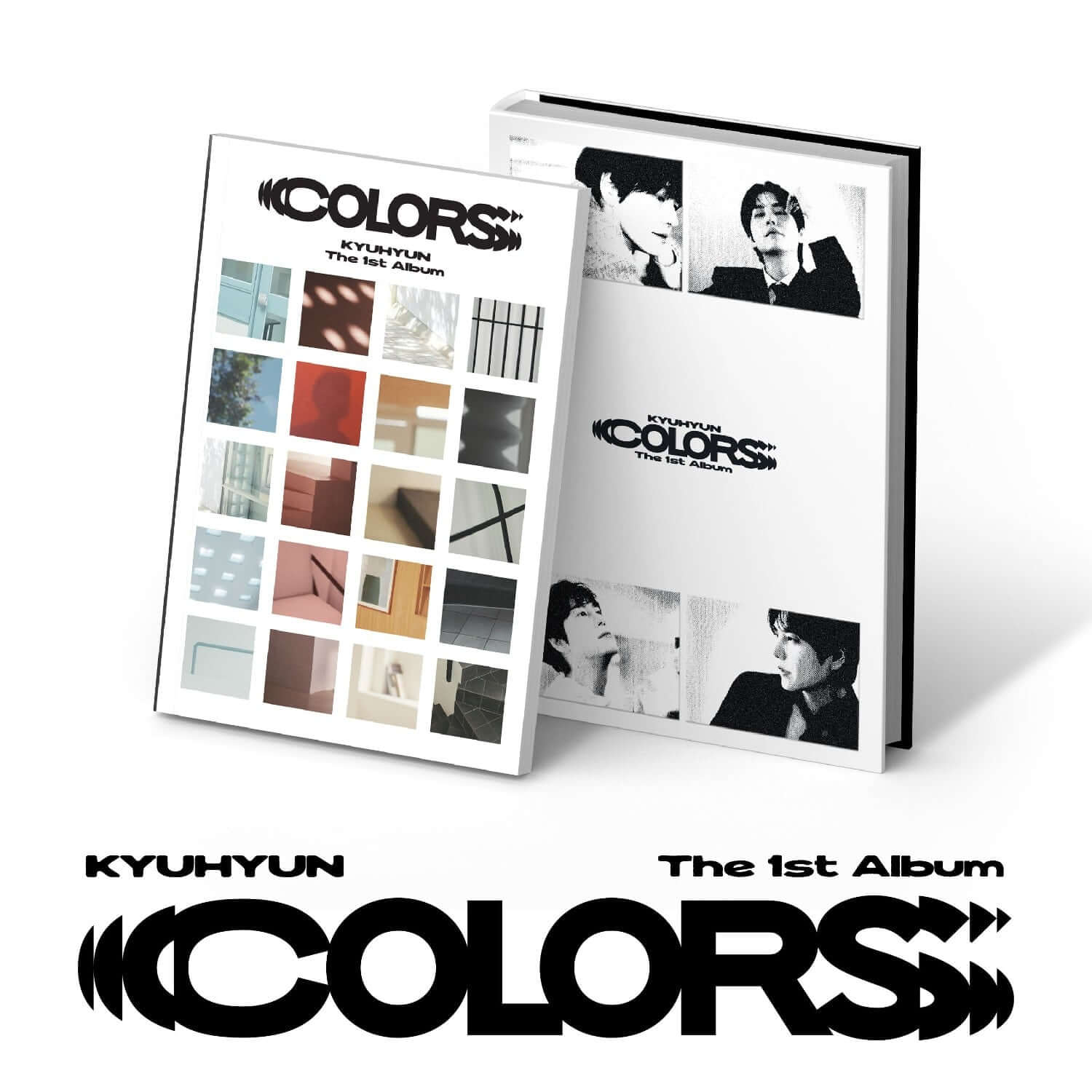 KYUHYUN - The 1st Album ‘COLORS’ [Photo Book ver.] - Album Kpop, photo book ouvert et couverture graphique COLORS