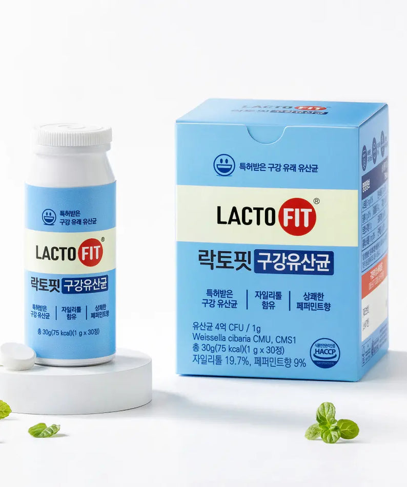 LACTO-FIT Oral Probiotics 30 Tablets (1 Month Supply) de la marque LACTO FIT, boîte et flacon sur fond blanc