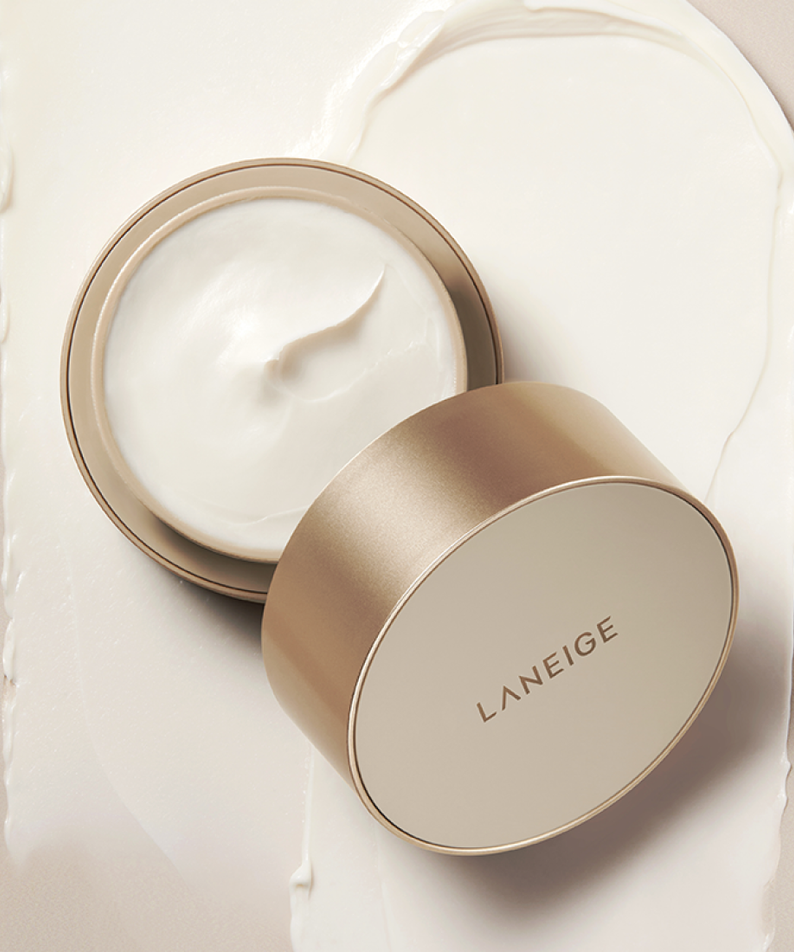 LANEIGE Perfect Renew 3X Cream Advanced 50ml : pot de crème sur fond crème, marque LANEIGE, contexte soin beauté.