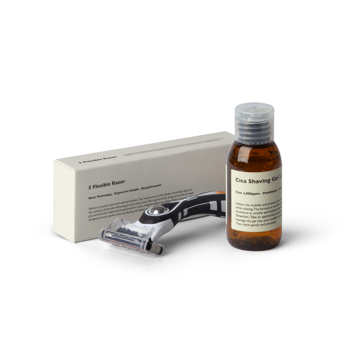 LAZY SOCIETY Experience Lit Set : coffret rasage avec rasoir et gel Cica, sur fond noir, marque LAZY SOCIETY