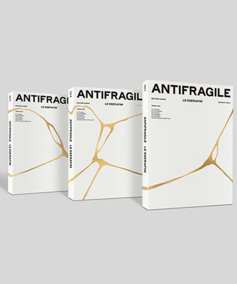 LE SSERAFIM - 2nd [ANTIFRAGILE] (Set of 3) - Album Kpop, coffret complet sur fond clair, versions réunies de LE SSERAFIM