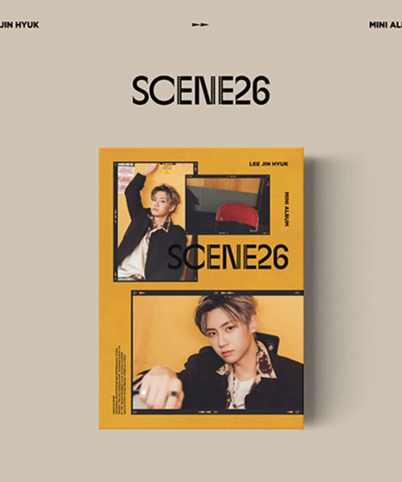 LEE JINHYUK - 3rd Album [SCENE26] ROLL Ver. Album Kpop, visuel couverture jaune SCENE26 sur fond beige.
