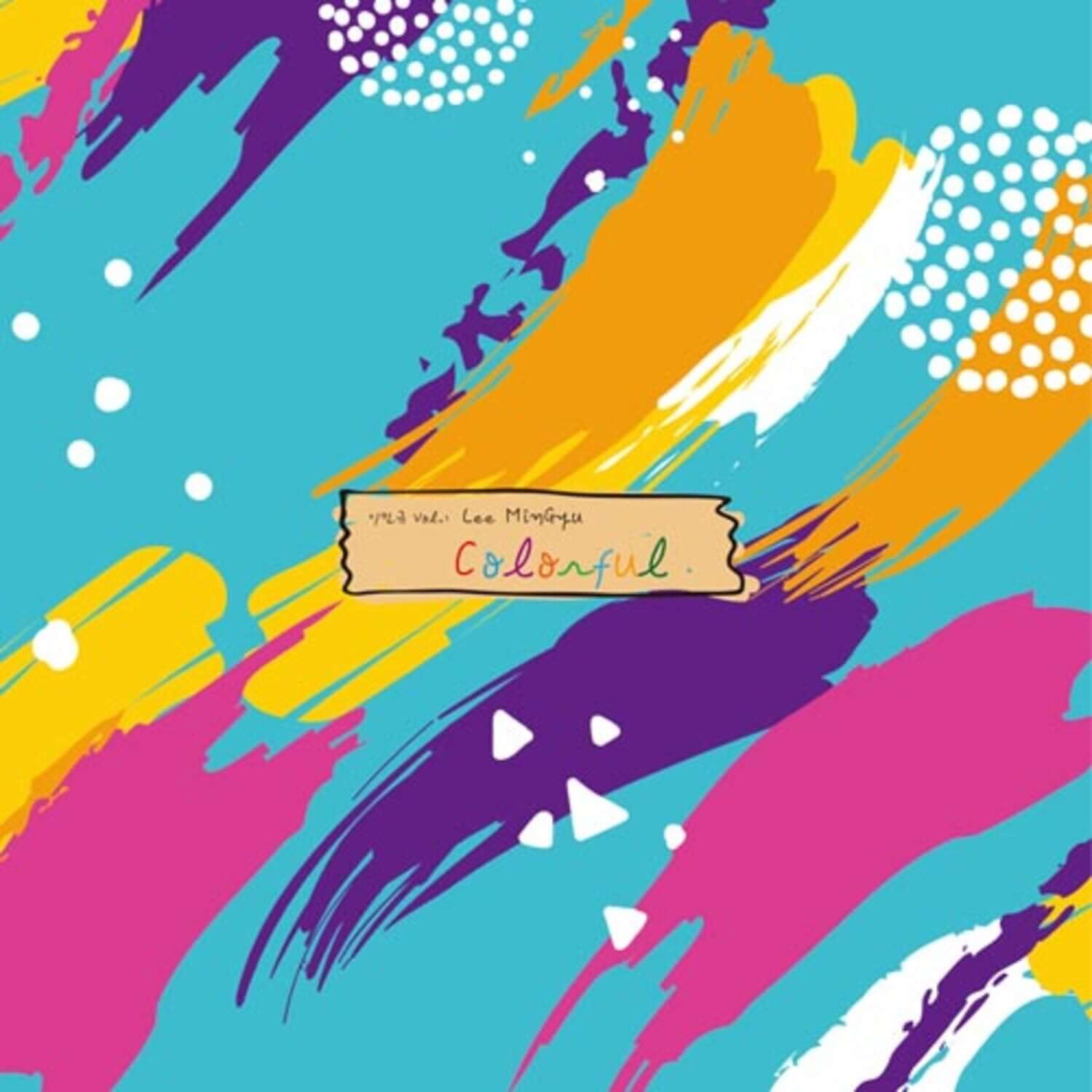 LEE MINGYU - [Colorful] - Album Kpop : pochette aux couleurs vives, illustration dynamique et logo Play