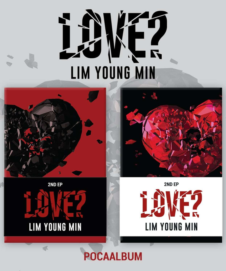 LIM YOUNGMIN - 2nd EP [LOVE?] (Random) - Album Kpop avec jaquettes rouges/noires, papillons, rendu collage sur fond clair