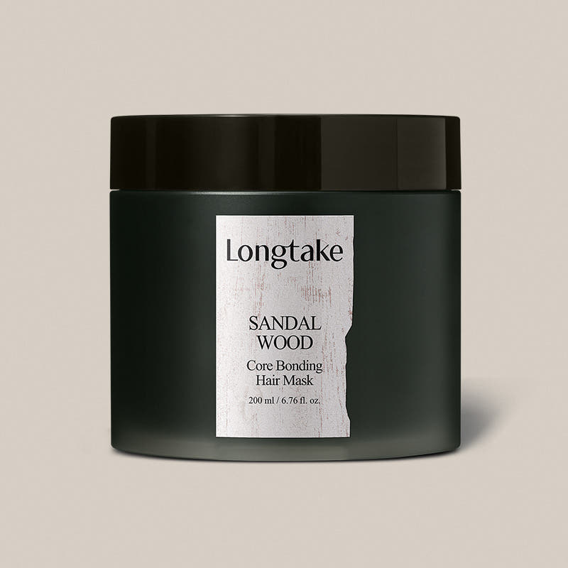 LONGTAKE Core Bonding Perfume Hair Mask Hair Pack 200ml, pot noir Longtake sur fond clair, gros plan produit
