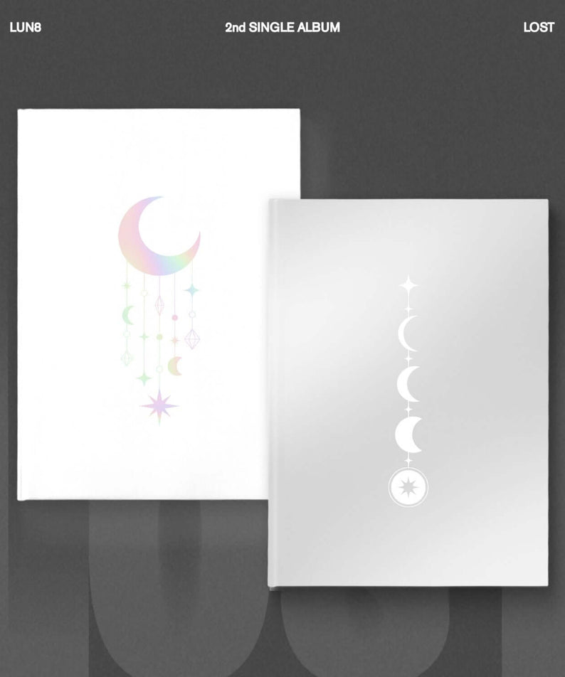 LUN8 - 2nd SINGLE ALBUM [LOST] (DAY Ver. / LIGHT Ver.) (META) (Random 1 of 2) - Album Kpop de LUN8, visuel nuit/étoiles.