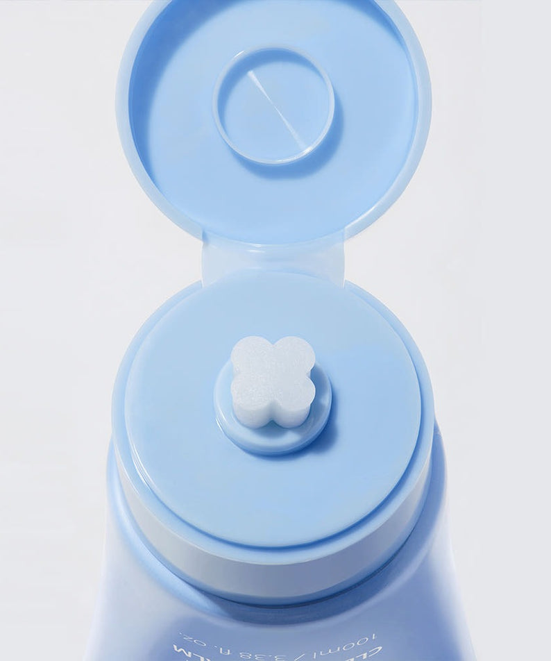 MAKE P:REM  Safe Me Amino Refresh Cleansing Balm 100ml, baume nettoyant ouvert au packaging bleu sur fond clair.