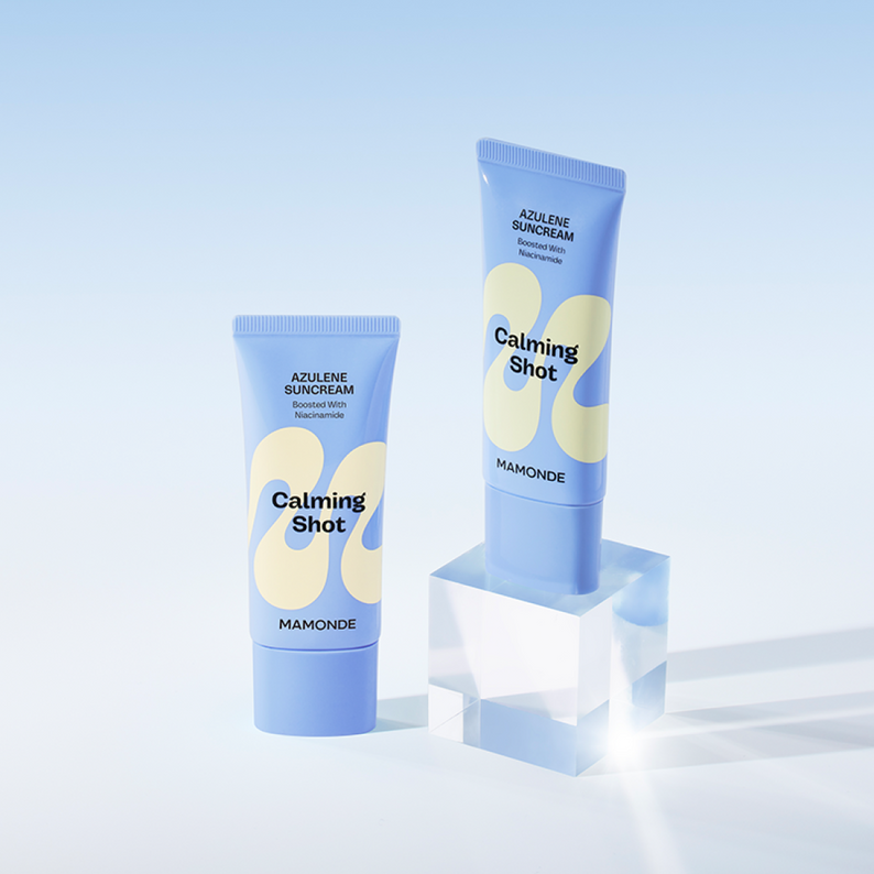 MAMONDE Calming Shot Azulene Sun Cream SPF50+PA++++ 35ml disponible sur Ma petite Coree, ton Eshop 100% K-beauty en direct de Seoul