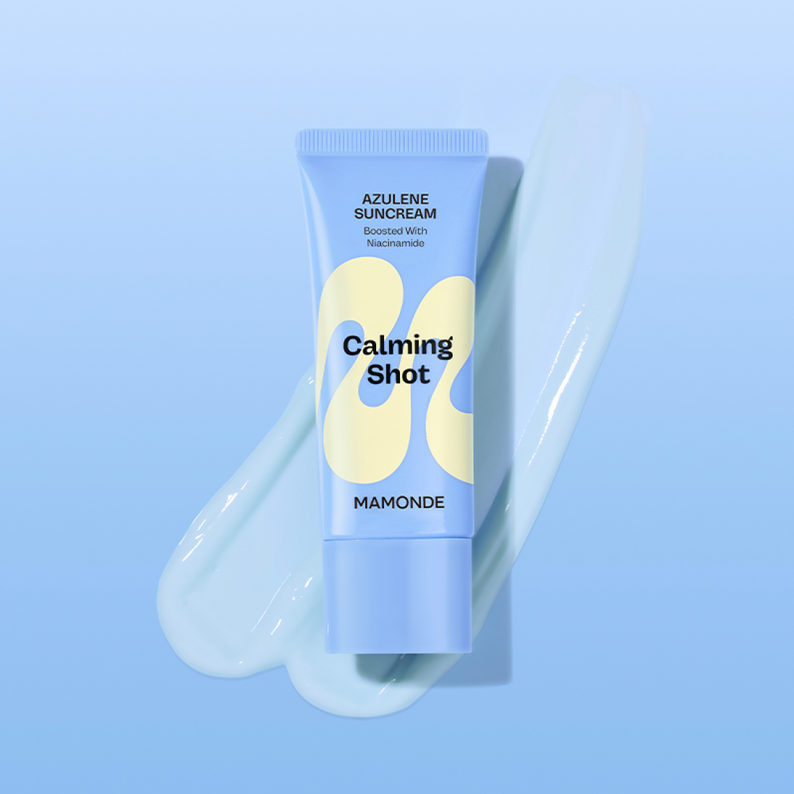 MAMONDE Calming Shot Azulene Sun Cream SPF50+PA++++ 35ml disponible sur Ma petite Coree, ton Eshop 100% K-beauty en direct de Seoul