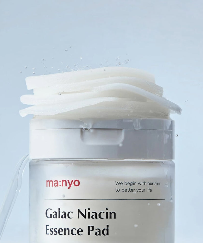 MANYO Galac Niacin Essence Pad 80 Sheets, tonifiant et éclaircissant pour la peau, pack de 80 disques imbibés.