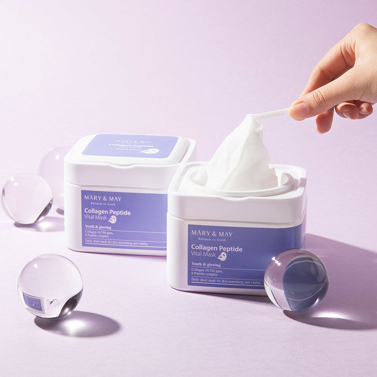 MARY & MAY Collagen Peptide Vital Mask 30p 400g disponible sur Ma petite Coree, ton Eshop 100% K-beauty en direct de Seoul