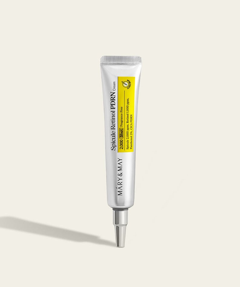 MARY&MAY  Speculum Retinol PDRN Cream 15g, tube crème sur fond clair, produit de soin visage en vue produit.