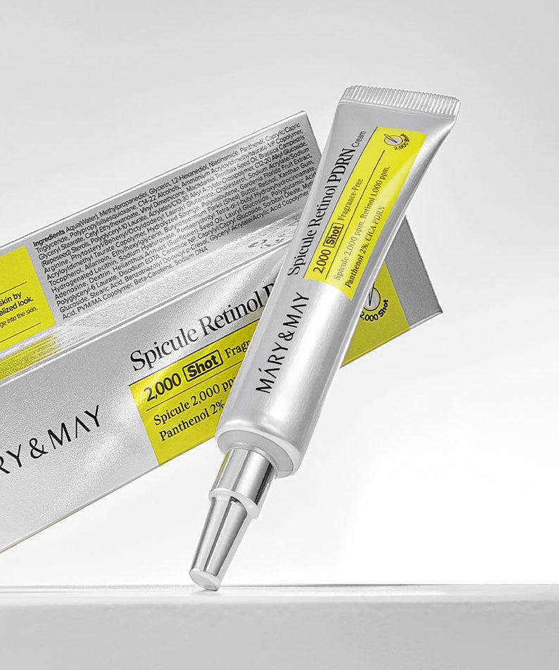 MARY&MAY  Speculum Retinol PDRN Cream 15g, tube de crème sur fond blanc, marque visible et détails du packaging