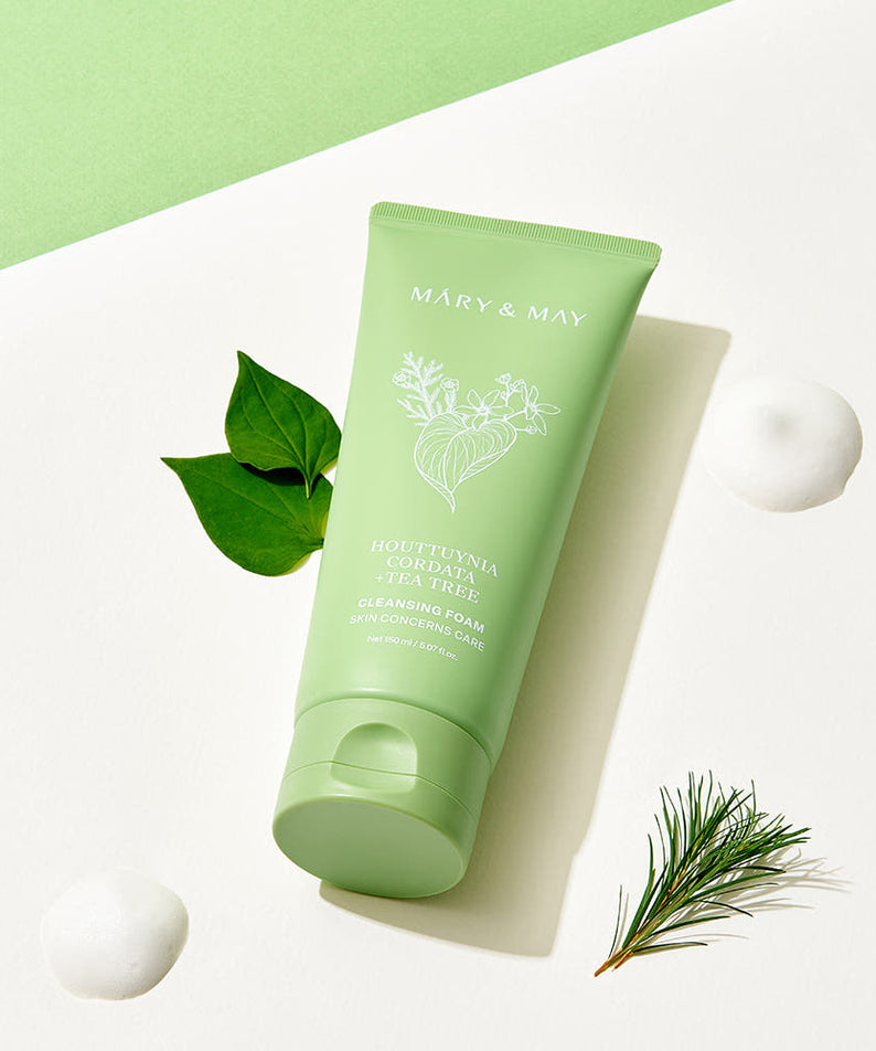 MARY&MAY Tea Tree Pore Cleansing Foam 150ml - mousse nettoyante visage avec arbre à thé, idéale pour nettoyer les pores et purifier la peau.
