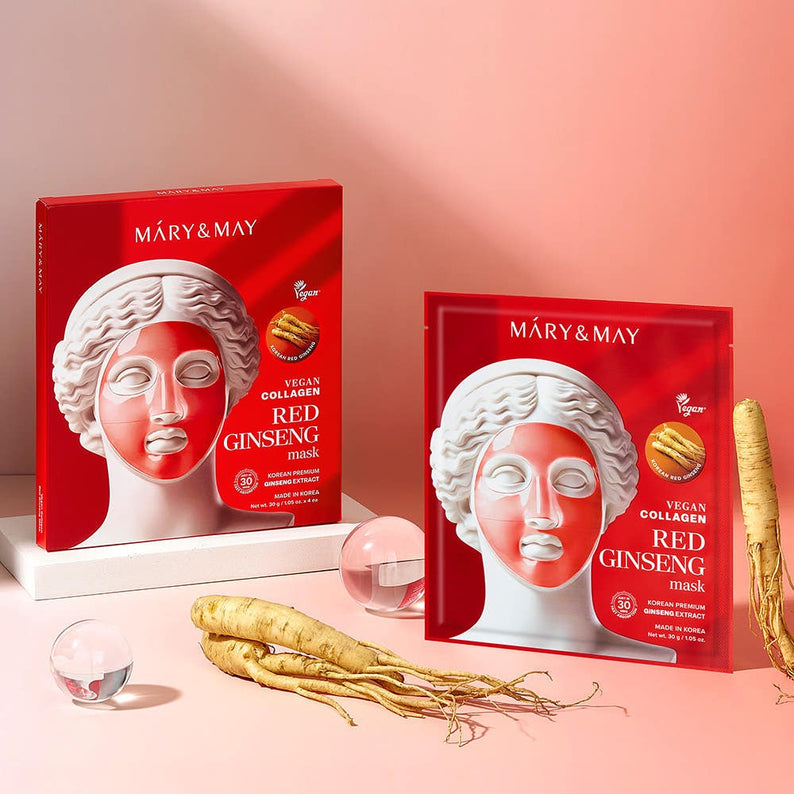 MARY&MAY Vegan Collagen Red Ginseng Gel Mask (4 sheets)