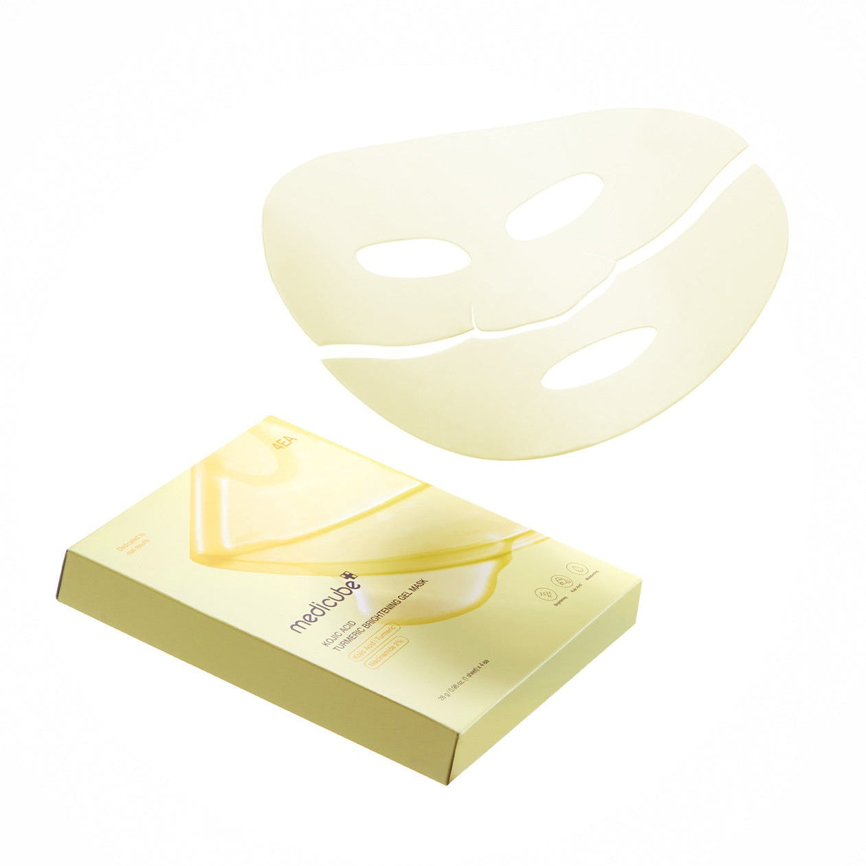 MEDICUBE Kojic Acid Turmeric Vita Gel Mask de MEDICUBE, masque à la texture gel sur fond clair, packaging jaune