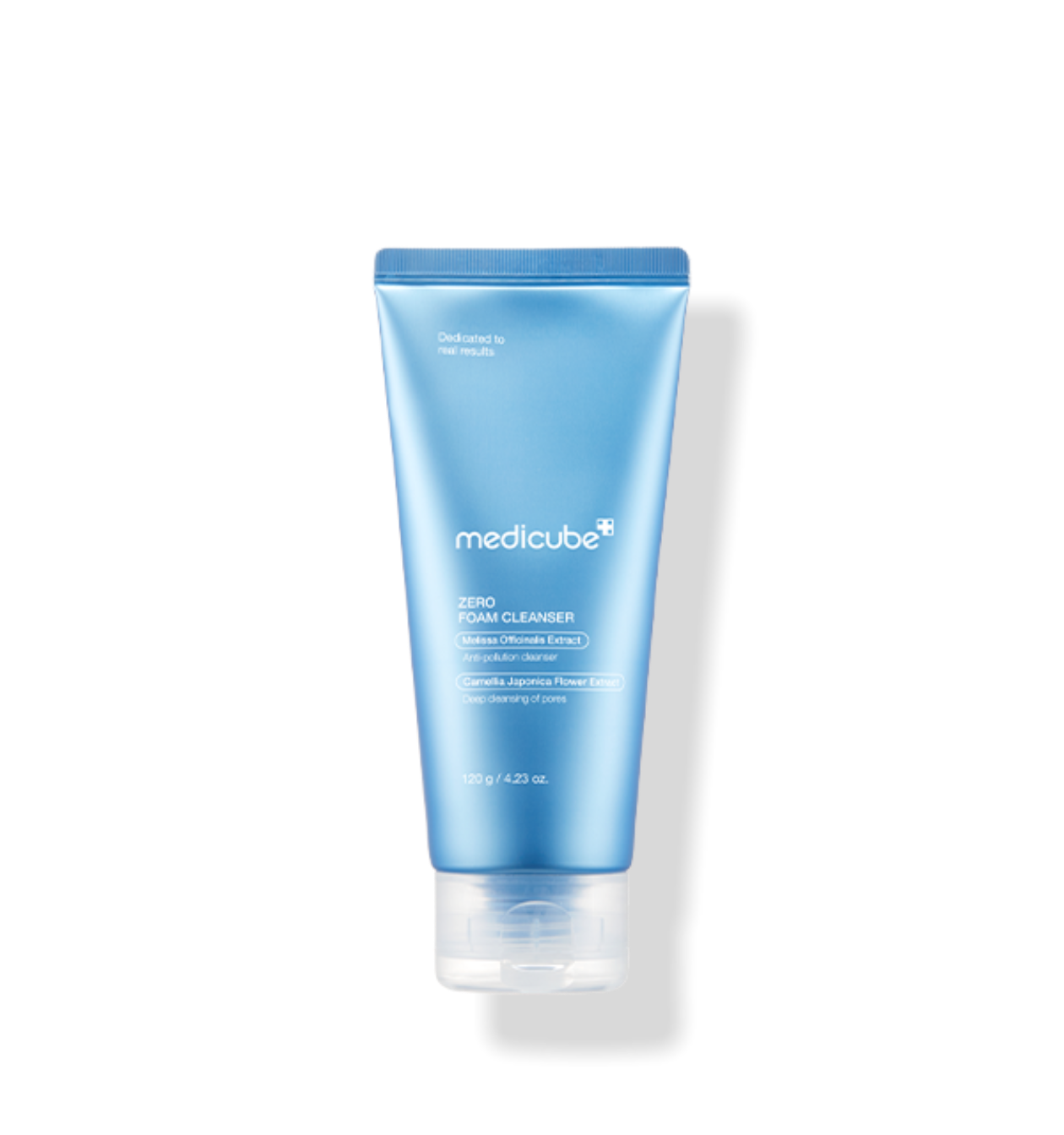 MEDICUBE Zero Foam Cleanser 120g de la marque Medicube, tube bleu sur fond noir, produit soin visage