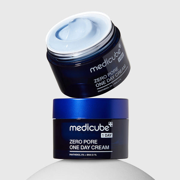 MEDICUBE Zero Pore One-Day Cream de Medicube, pot de crème sur fond clair, vue produit cosmétique en français