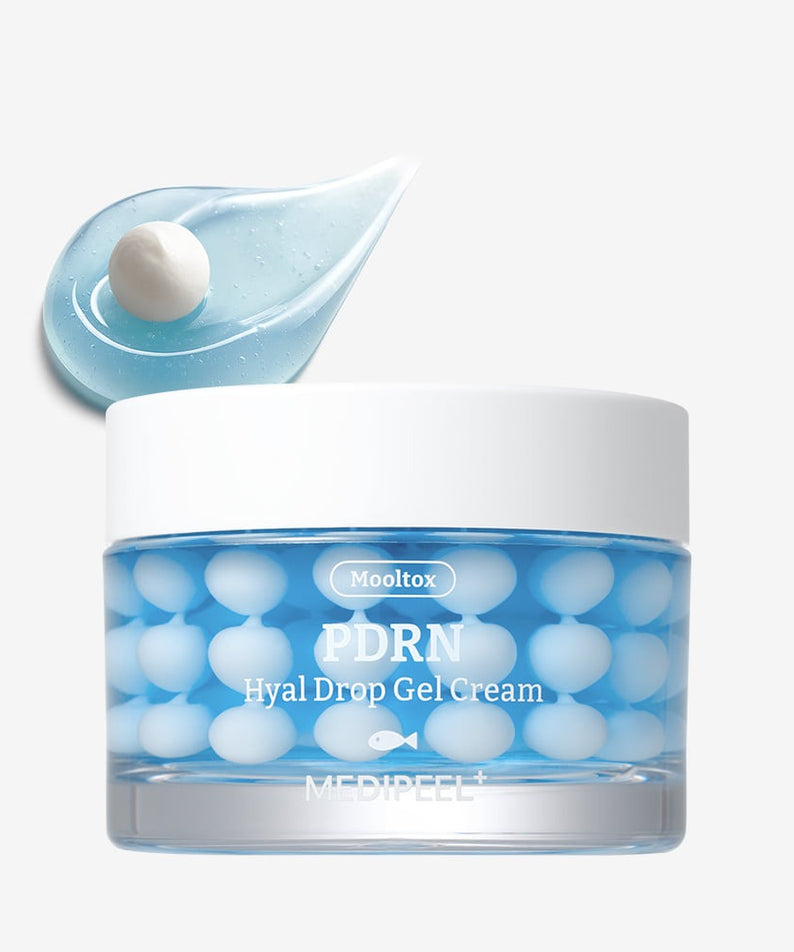 MEDIPEEL Water Tox PDRN Hyal Drop Gel Cream 50g, pot cosmétique bleu sur fond blanc, marque MEDIPEEL