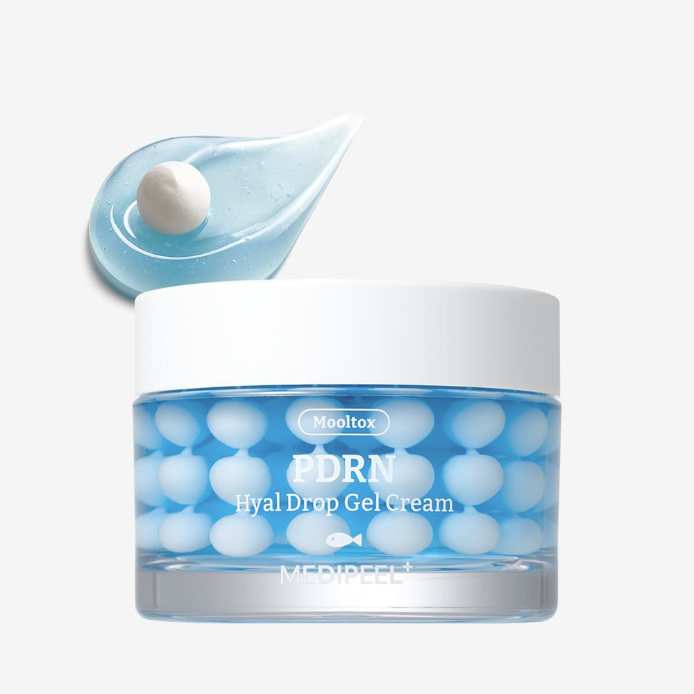 MEDIPEEL Water Tox PDRN Hyal Drop Gel Cream 50g, pot cosmétique bleu sur fond blanc, marque MEDIPEEL