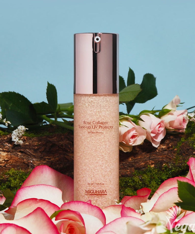 MIGUHARA Rose Collagen Tone-Up UV Protector SPF50+ 50ml disponible sur Ma petite Coree, ton Eshop 100% K-beauty en direct de Seoul
