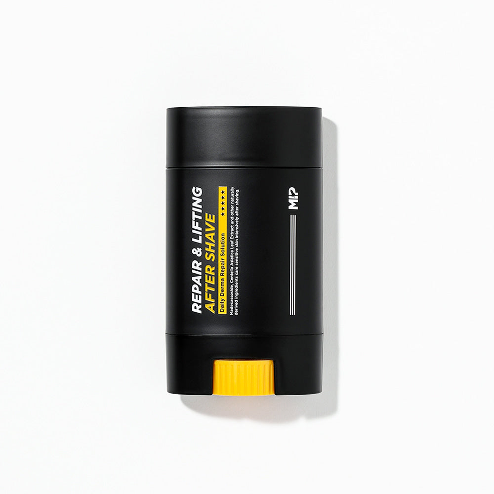 MIP Repair & Lifting Trouble Soothing Aftershave 65g, flacon noir sur fond clair, produit MIP, vue produit.