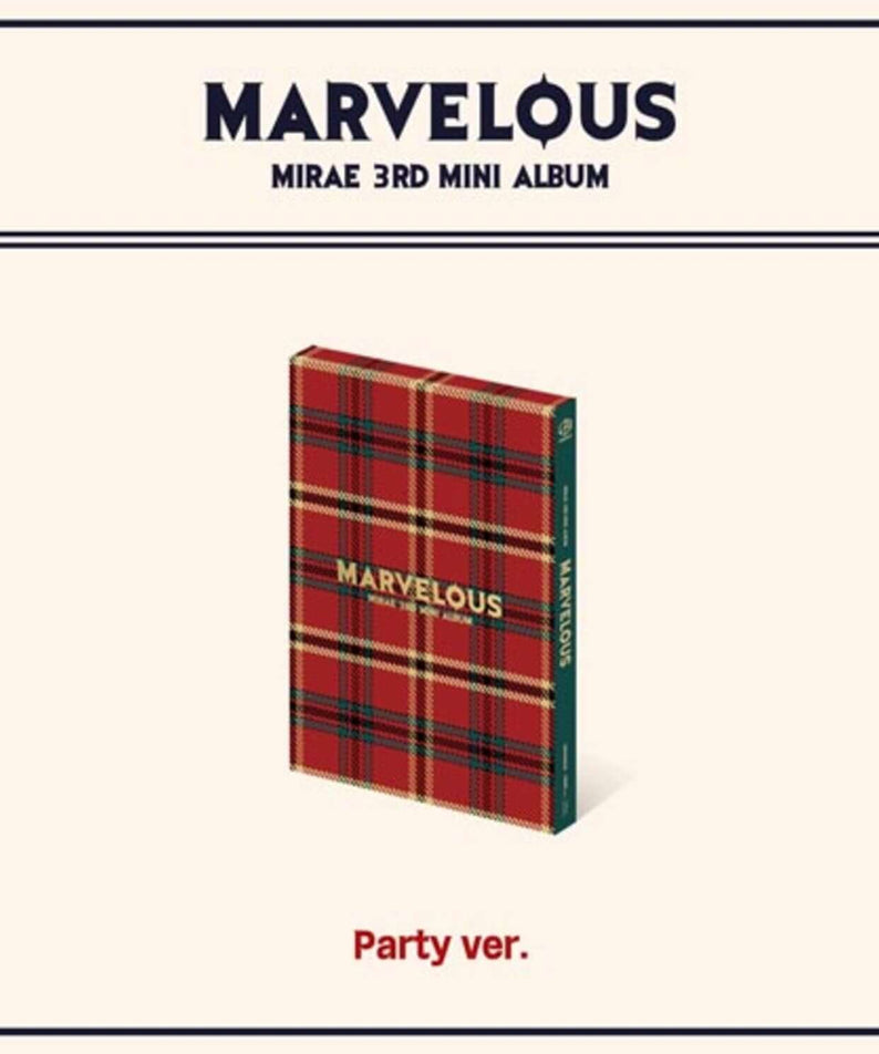 MIRAE - 3rd Mini Album [Marvelous] (Party ver.) - Album Kpop : couverture “MARVELOUS” sur fond clair, style festif