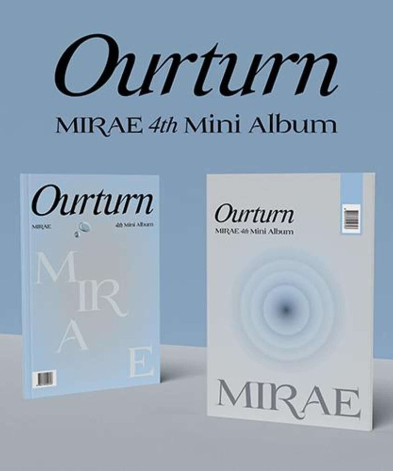 MIRAE - MIRAE 4th Mini Album [Ourturn] (Set of 2) - Album Kpop, visuel cover Ourturn avec pack MIRAE sur fond bleu