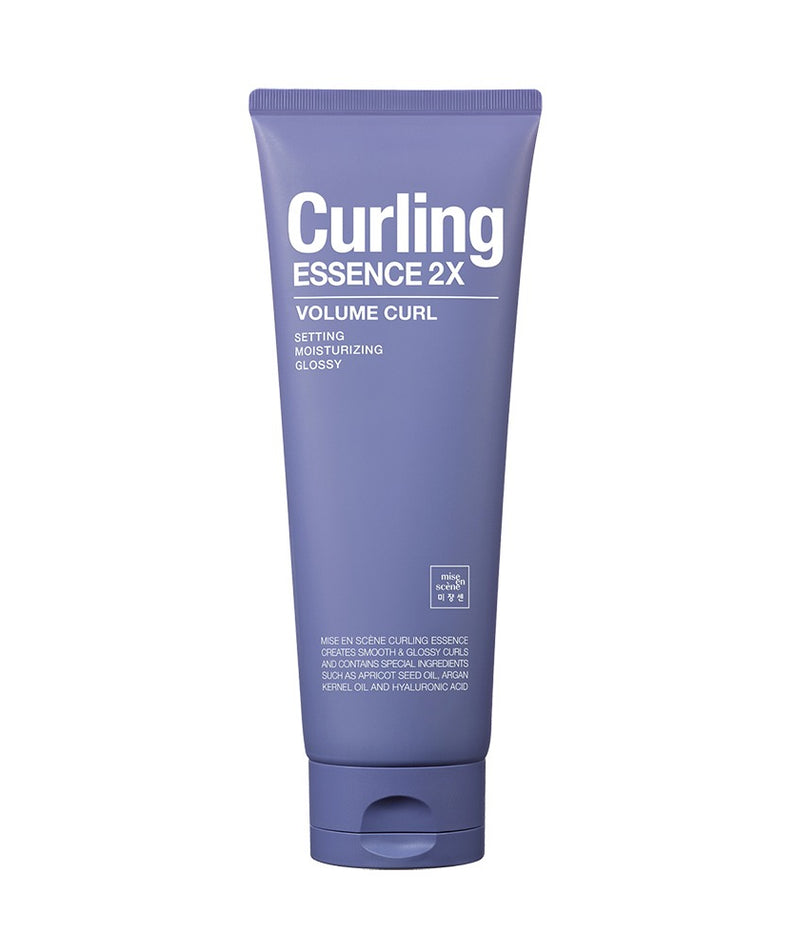 MISE EN SCENE Curling Essence 2X 150ml pour des boucles volumineuses et brillantes, produit coiffant essentiel.