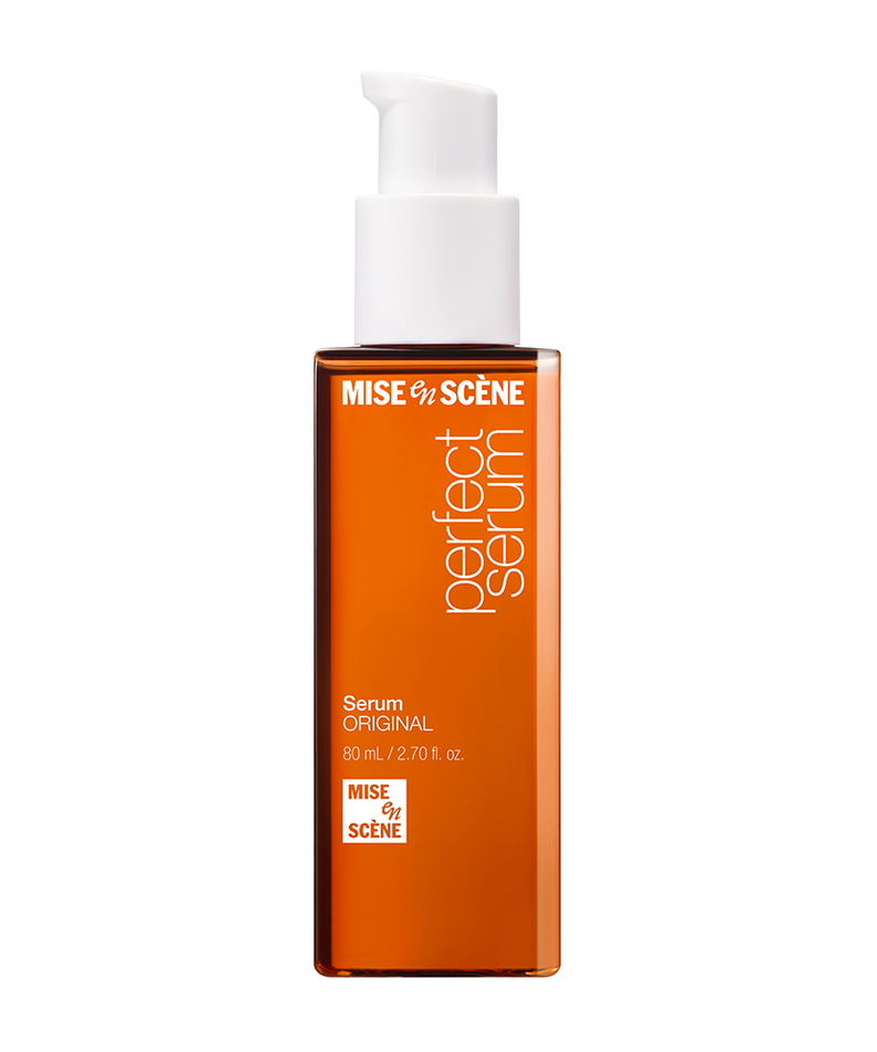 Flacon de sérum capillaire MISE EN SCENE Perfect Serum 80ML avec pompe, soin lustrant pour cheveux.